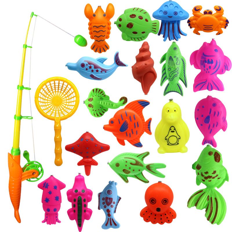 Juego de red de caña de juguete de pesca para niños de 4 piezas para j 