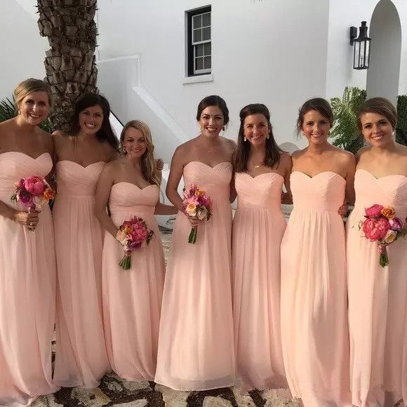 Compra Vestidos De Gasa De Color Rosa Para Damas De Honor Baratos Para  Vestidos De Banquete De Boda Campestre Cariño Pliegues Más El Tamaño A Line  Vestido Largo De Dama De Honor