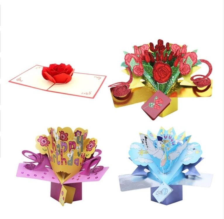 Acheter Pas Cher 3d Pop Up Cartes De Vœux Fantastique Fleur Fait A La Main Cadeau Nature Amour Avec Bouquet De Roses Joyeux Anniversaire Avec Des Fleurs Du 2 44 Fr Dhgate