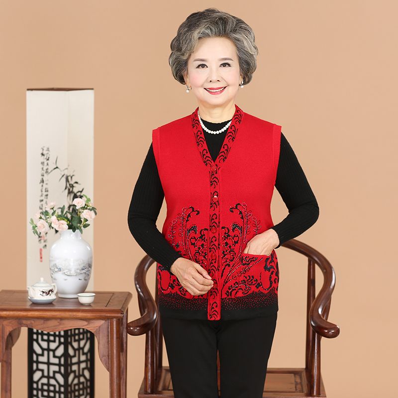 Acquistare Autunno Donna Anziana Maglia Lavorata A Maglia Blu Rosso Verde  Maglieria Con Paillettes Waistvest Nonna Madre Scollo A V Gilet A Spina Di  Pesce Economico | Consegna Veloce E Qualità | DHgate Italy