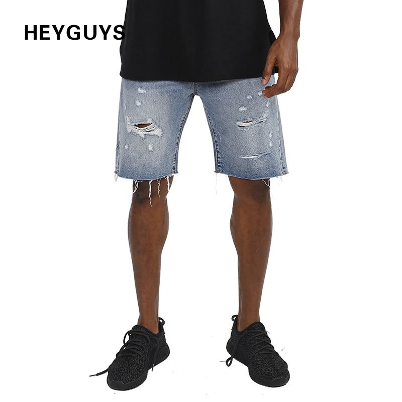 mens destroyed denim shorts
