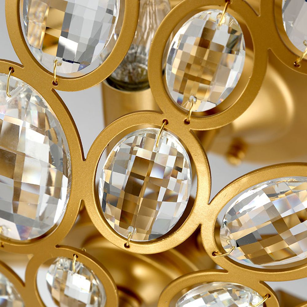 Led Chandelier Light Fixtures Iron Crystal Ceiling Lights E14 Gold