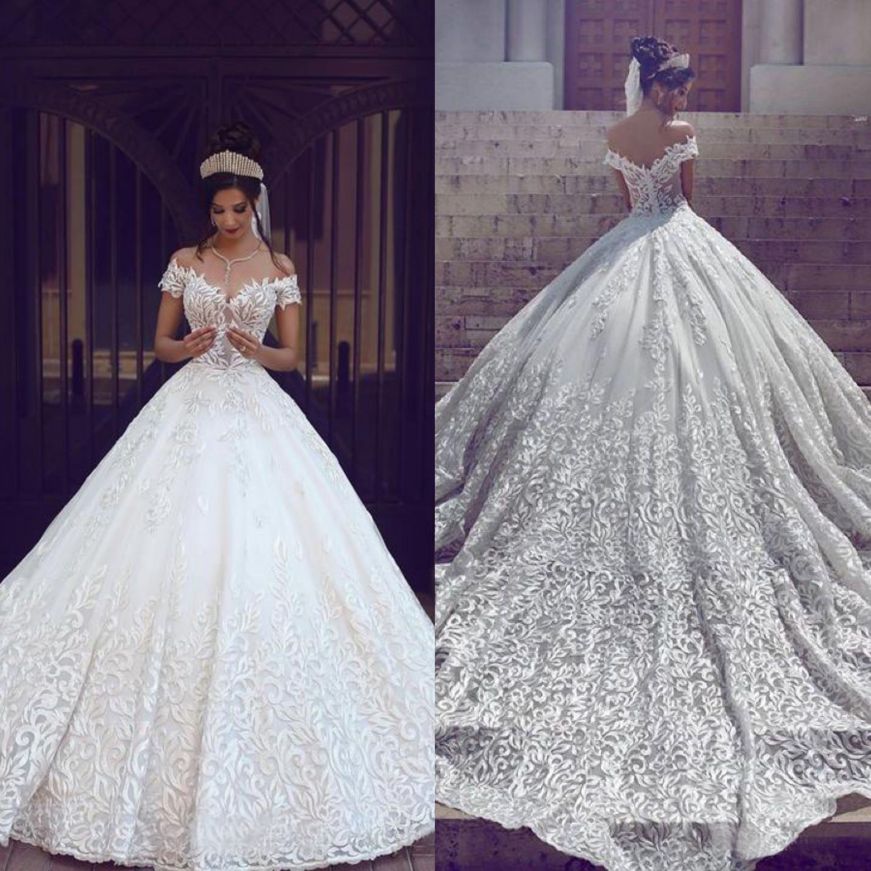 off the shoulder elegant wedding dress