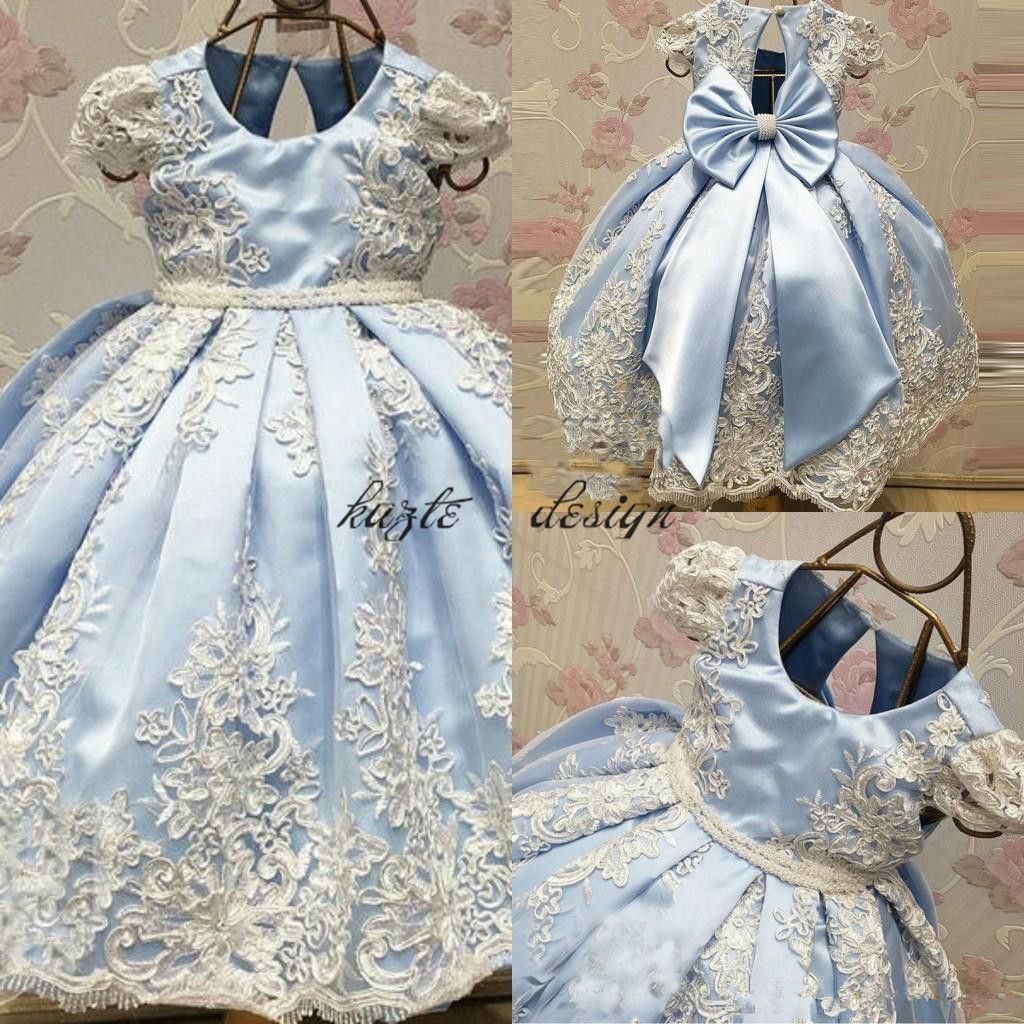 ice blue flower girl dresses