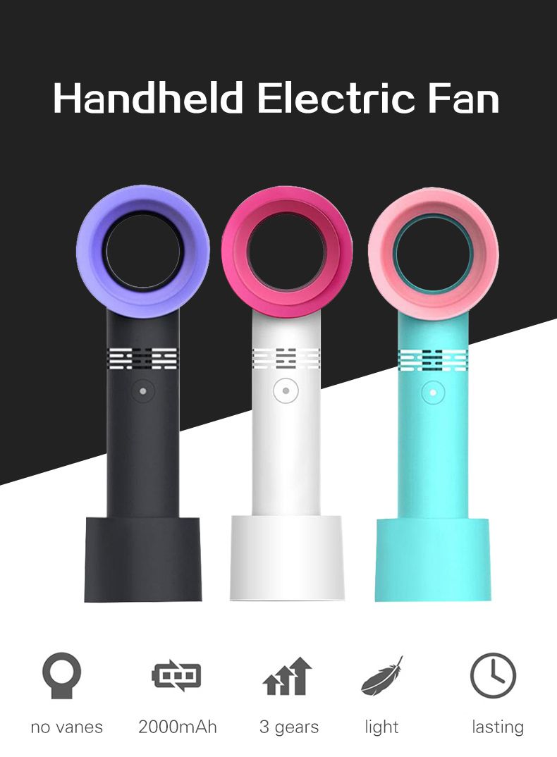 Handy Mini Bladeless Fan Rechargeable w//3 speeds