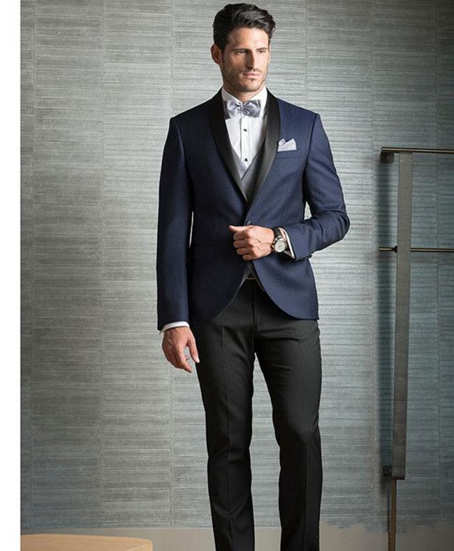 Three Pieces Dark Navy Men Suits 