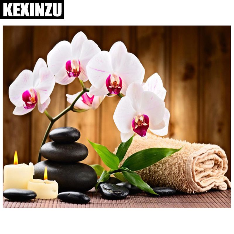 Compre KEXINZU Diamante Bordado Flor Margarita Blanca 3D Cuadrado 