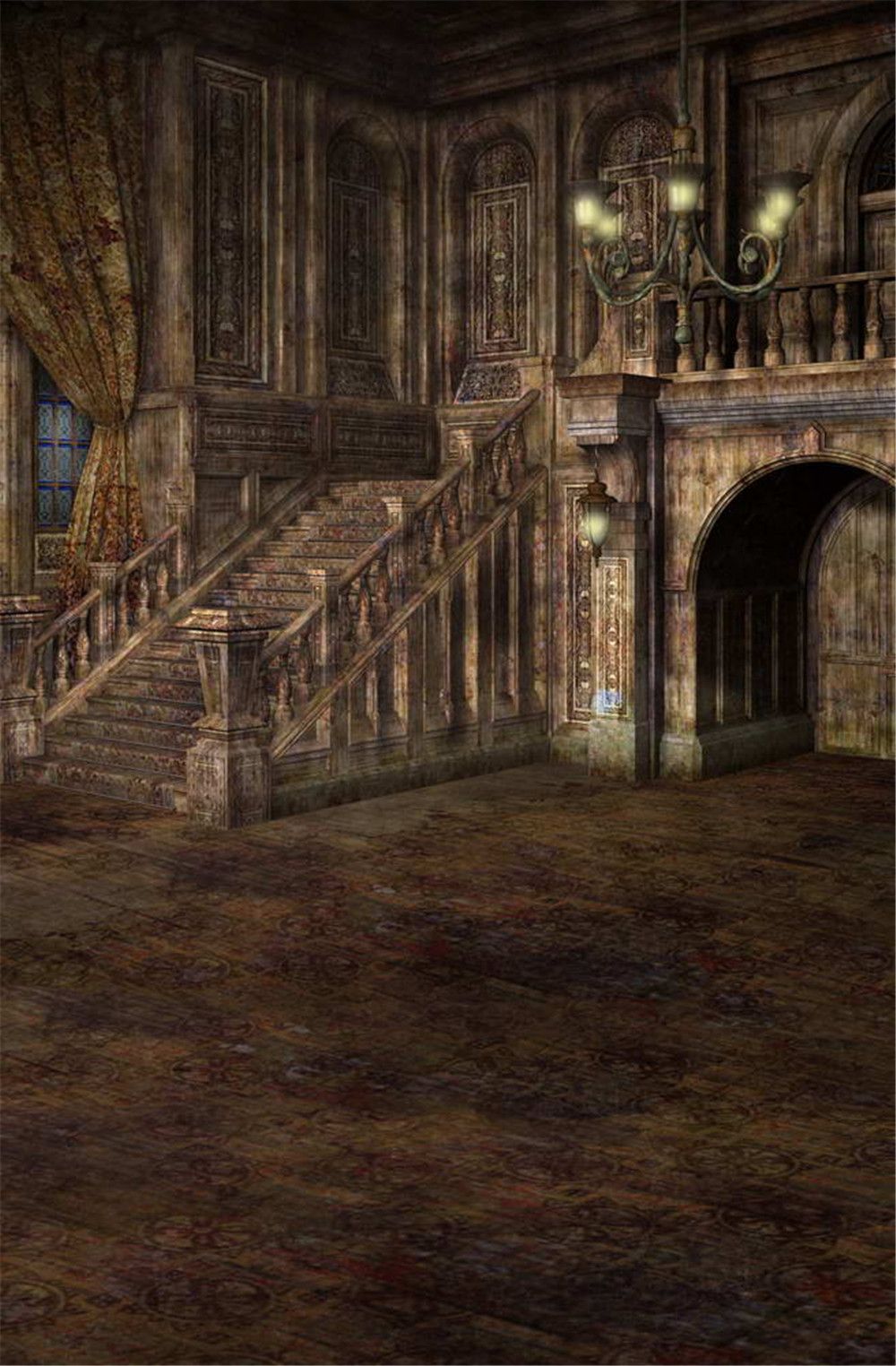 2020 Retro Vintage Castle Interior Photography Backdrop Printed Floral Curtain Window Stairway Lanterns Photo Studio Booth Background From Cymbozin Backdrops 16 99 Dhgate Com