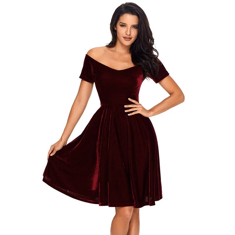 robe velours bordeaux