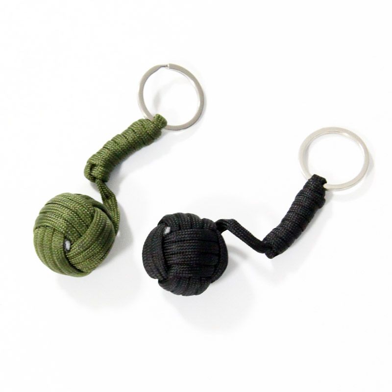 Outdoor Monkey Fist Paracord Keychain Porte-clé militaire boule en acier de survie #HD3