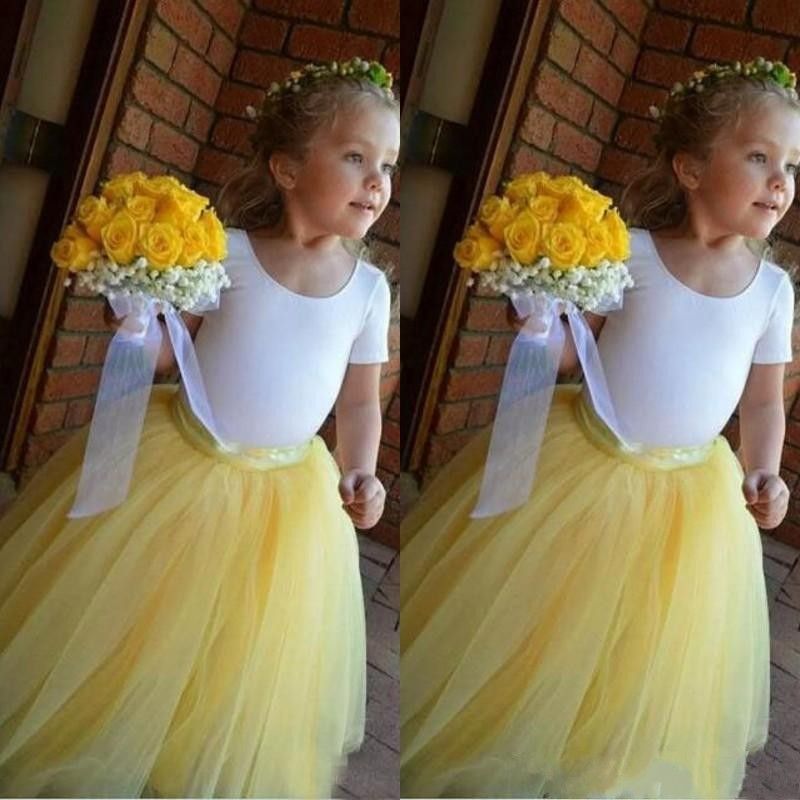 yellow and white flower girl dresses