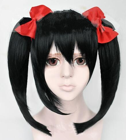 black pigtail cosplay wig