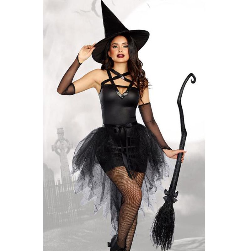 Señoras Negras De Bruja Disfraz De Halloween Mago malvado Mal Vestido vestido elegante adultos 
