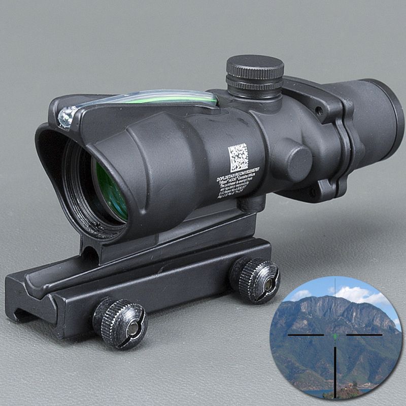 Trijicon Black Tactical 4X32 Scope Sight Real Fiber Optics Green