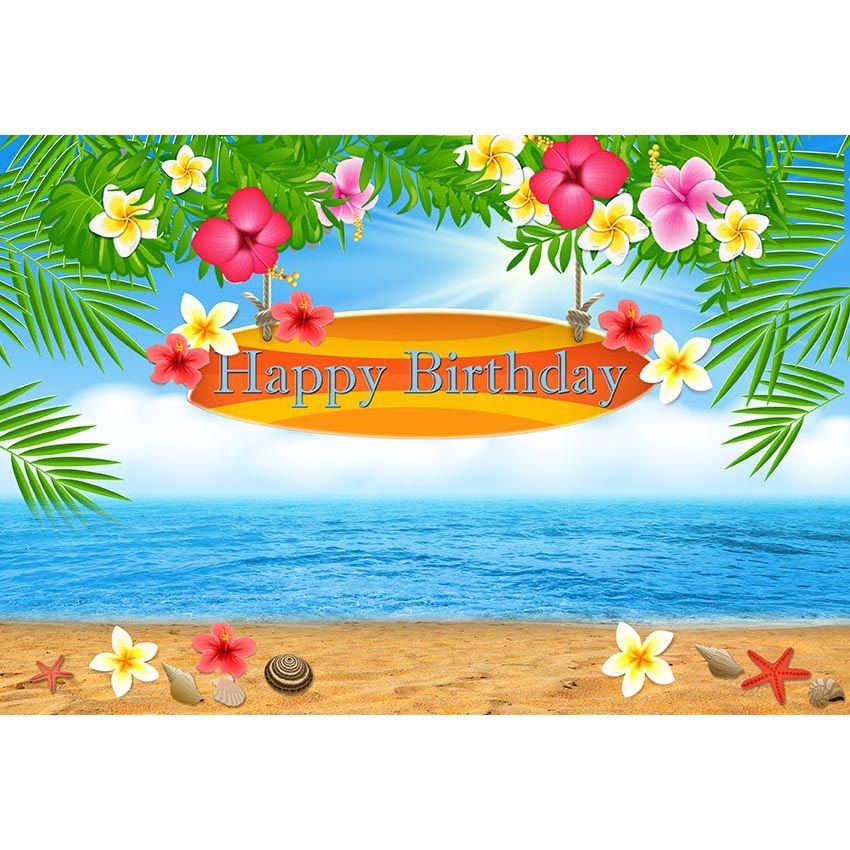 INRUI Tropischer Strand-Fotohintergrund Sommer Palmen Hintergrund Blau Meer Himmel Sonnenschein Luau Motto Party Dekoration 2,4 x 1,8 m 