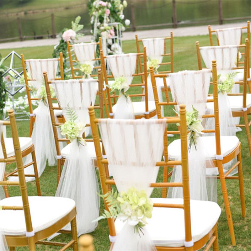 2020 2018 Romantic Elegant Outdoor Wedding Chair Ribbon Sashes