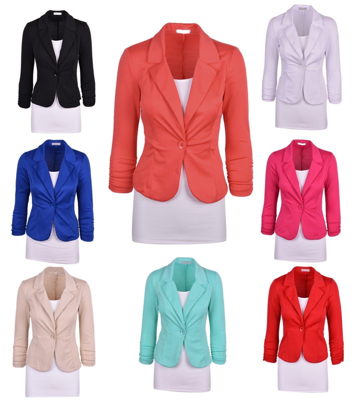 Compra Blazer Mujer Azul Traje De Mujer Señoras De La Oficina Nueva  Primavera Delgada Superior Elegante Diseño Corto Ropa Una Hebilla Traje De  Mujer Barato | Entrega Rápida Y Calidad | Es.Dhgate