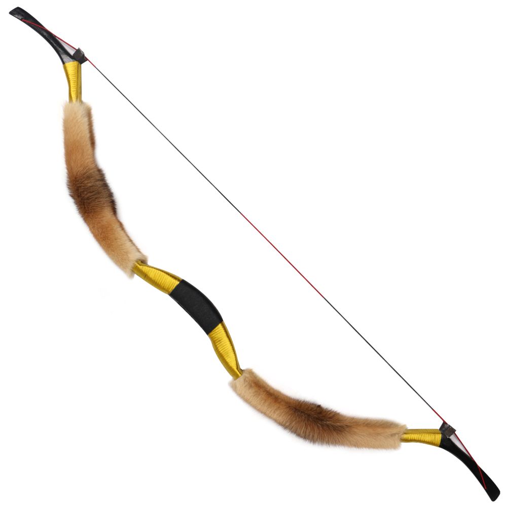 20-50lbs Traditional Fox Fur Archery Recurve Bow Handmade Hunting Horse Longbow 