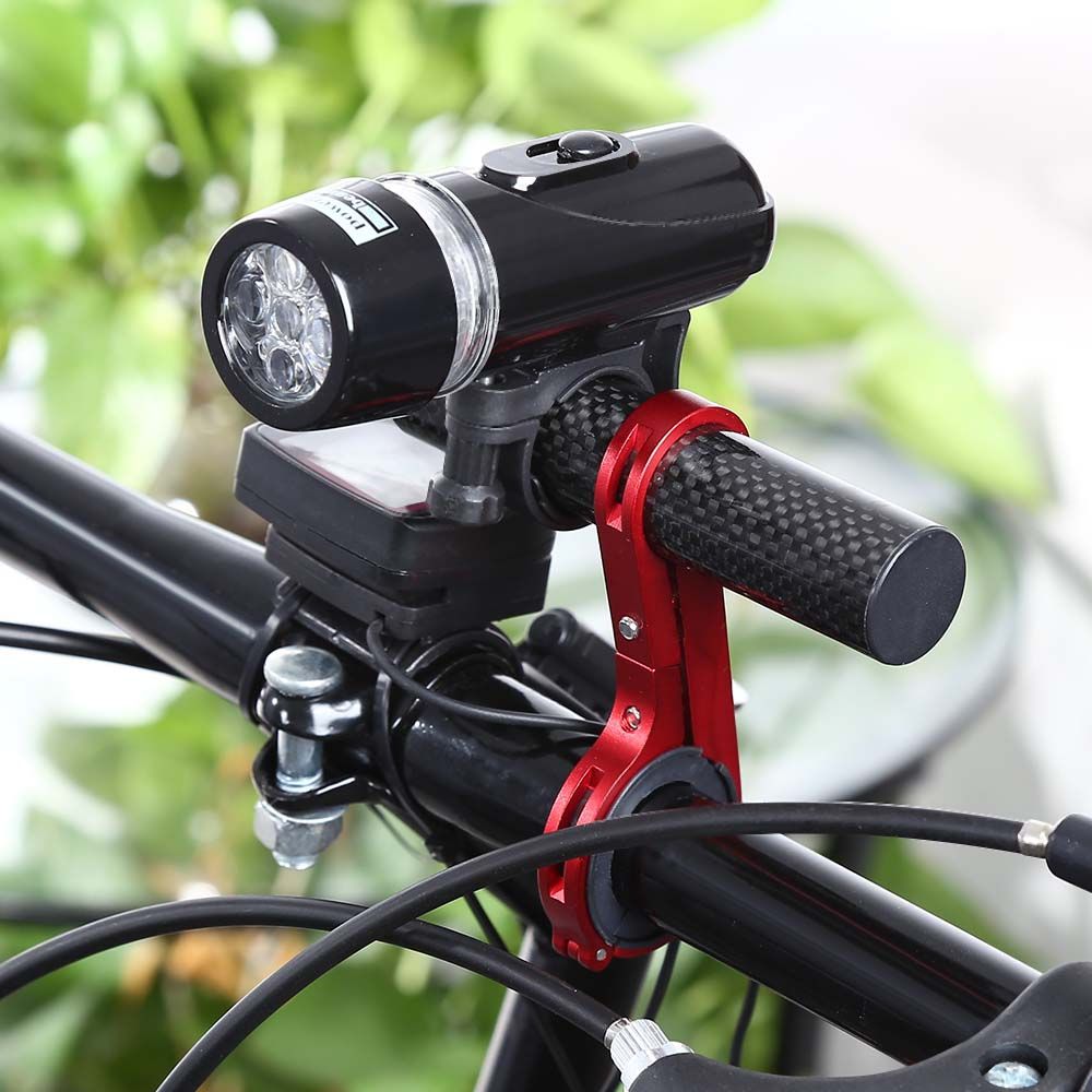 YaphteSBike Bicycle Carbon Fiber Handlebar Bracket Outdoor MTB Flashlight Holder Extender Mount Black