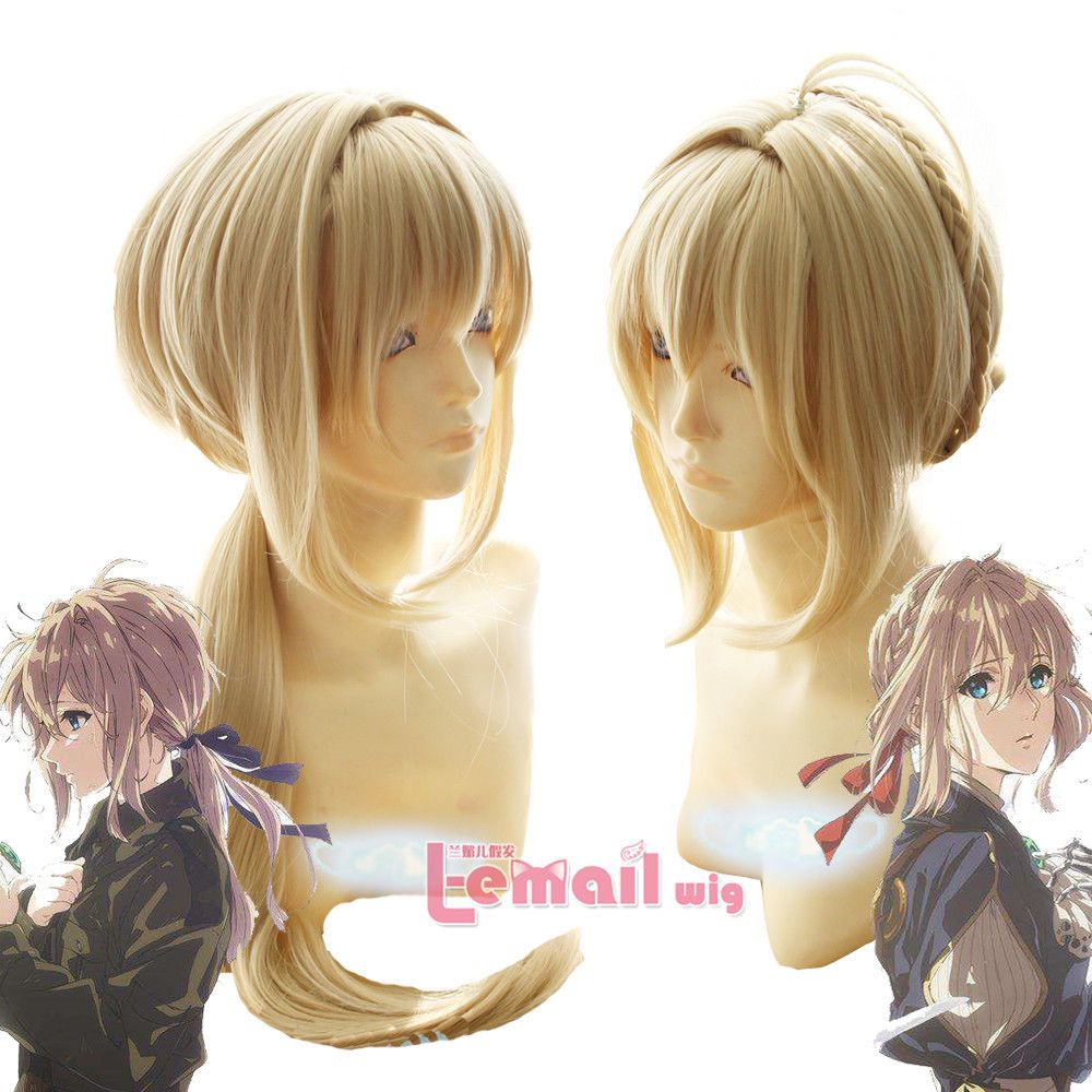 Get Violet Evergarden Long Ponytail Braid Bun Bangs Blonde Cosplay Wig For Free Wallpaper Violet Evergarden Long Ponytail Braid Bun Bangs Blonde Cosplay Wig For iPhone