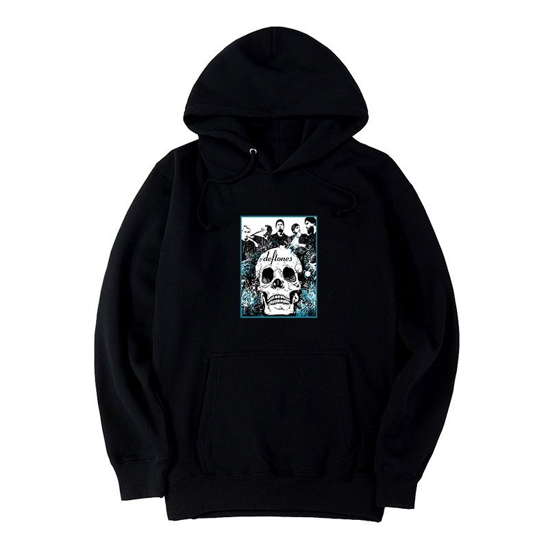 Deftones Logo Hoodie for Mens Long Sleeve Fashion Hooded Sweatshirts Pullover Tops Black
