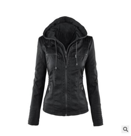 abrigo clásico con cremallera para Chaqueta de cuero PU para mujer abrigo clásico con cremallera para Chaqueta de cuero PU para mujer