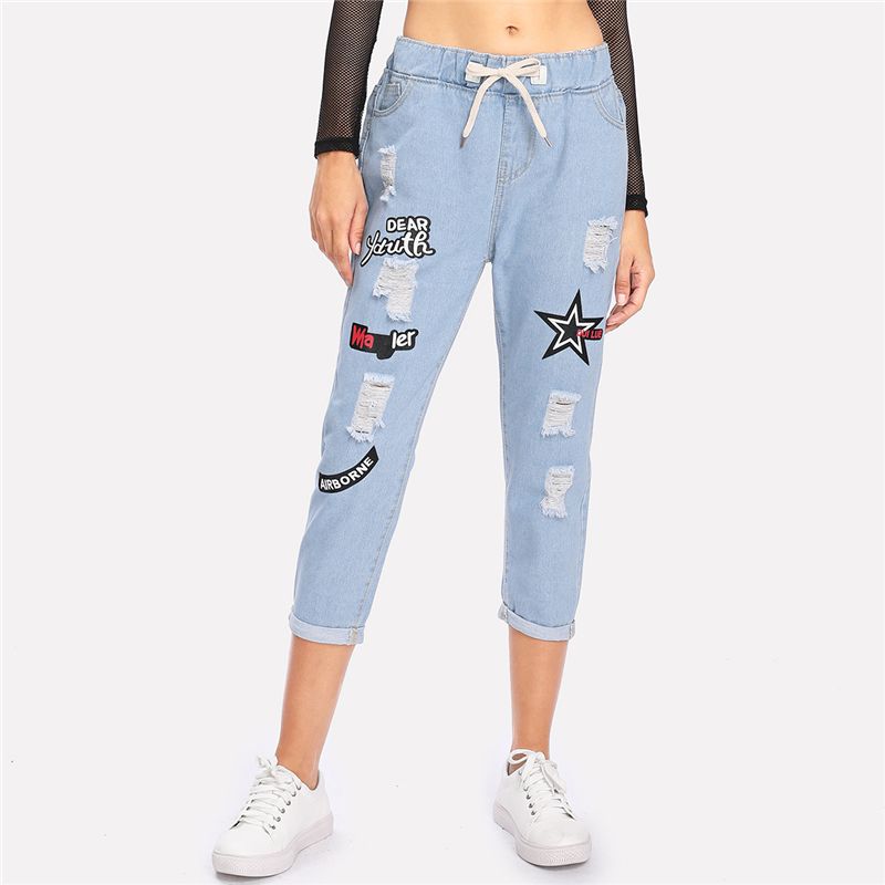 denim cuffed jeans