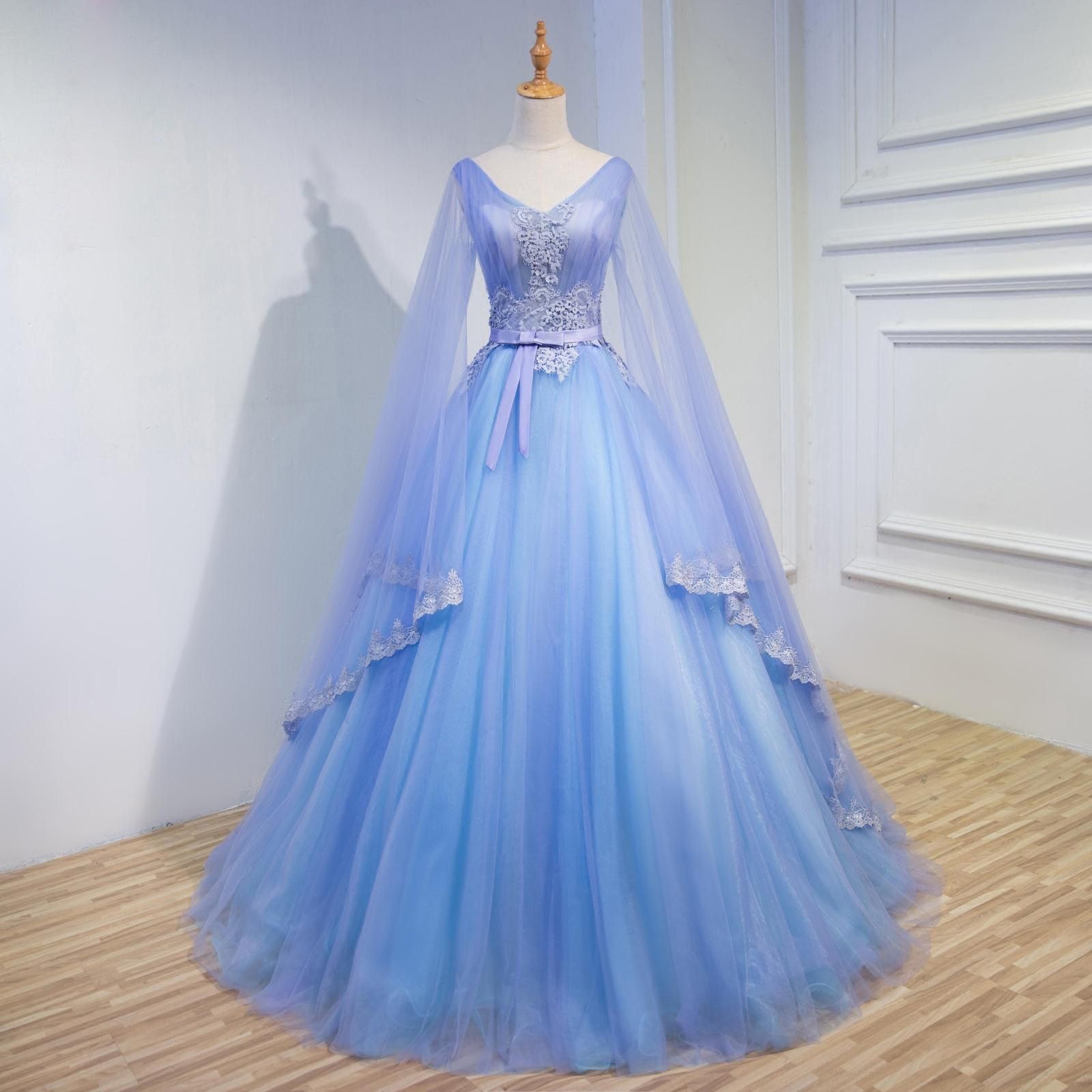 sky blue party wear gown