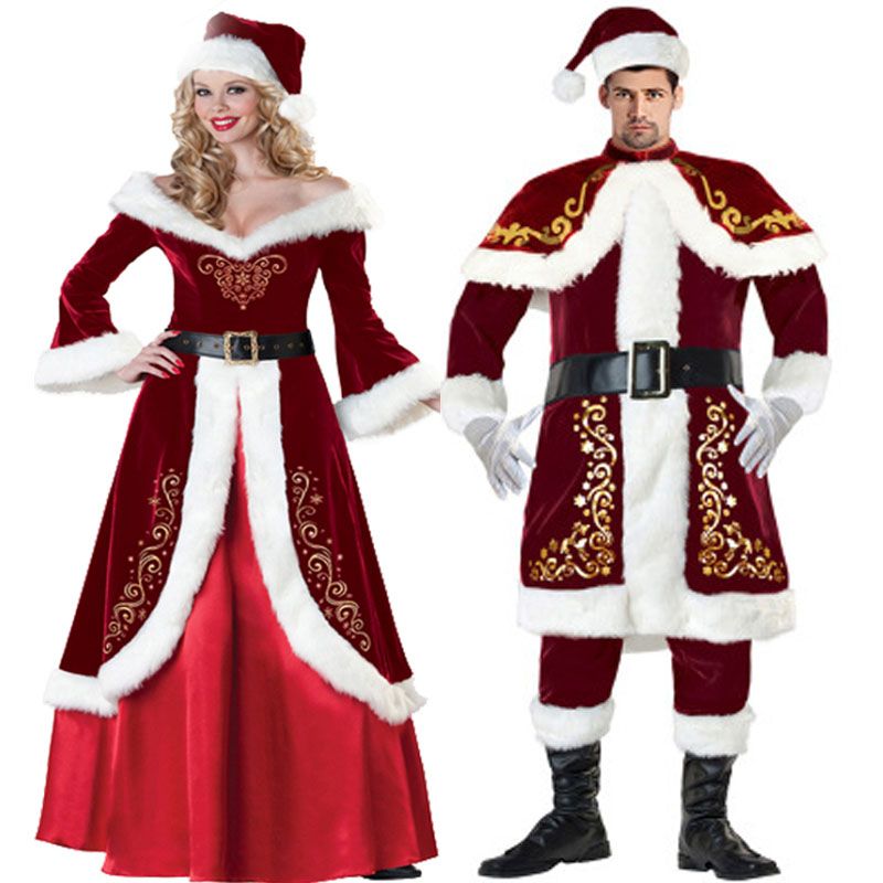 Immagini Di Uomini Vestiti Da Babbo Natale.Acquista Completo Da Uomo E Da Donna Costume Di Babbo Natale Velluto Di Lusso Di Natale Xmas Vestito Operato Dalla Principessa Della Regina Del Vestito Operato Da Cosplay A 31 65 Dal