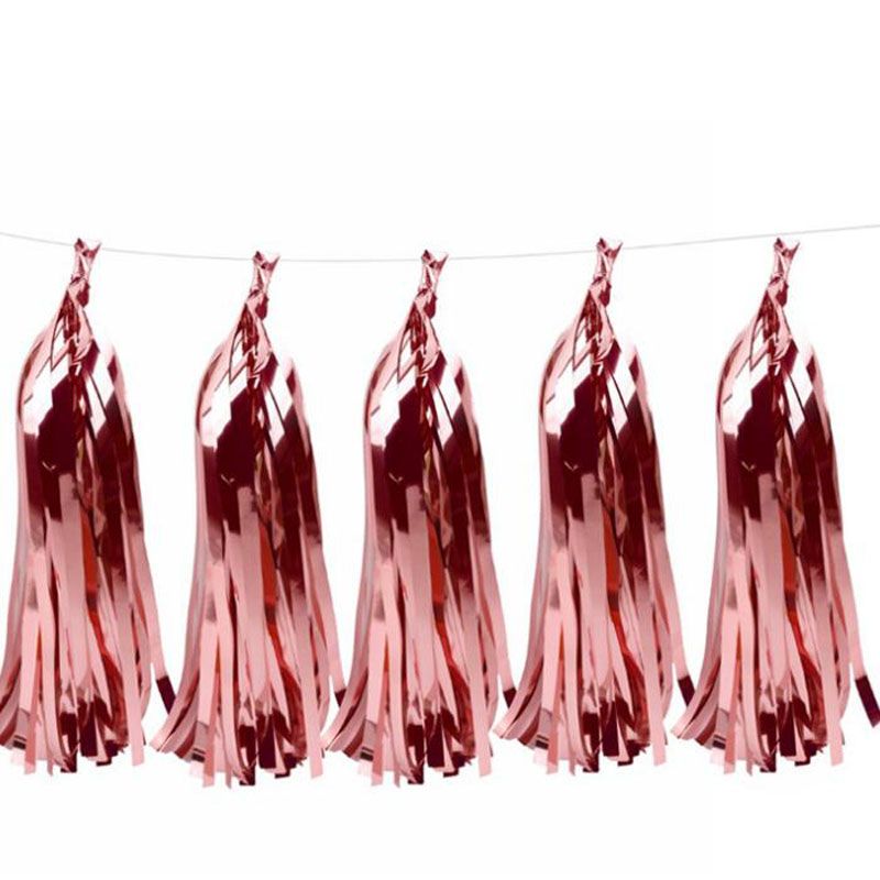 5 SheetsDecorative DIY Tissue Garland Foil Gold Silver Tassel Fringe