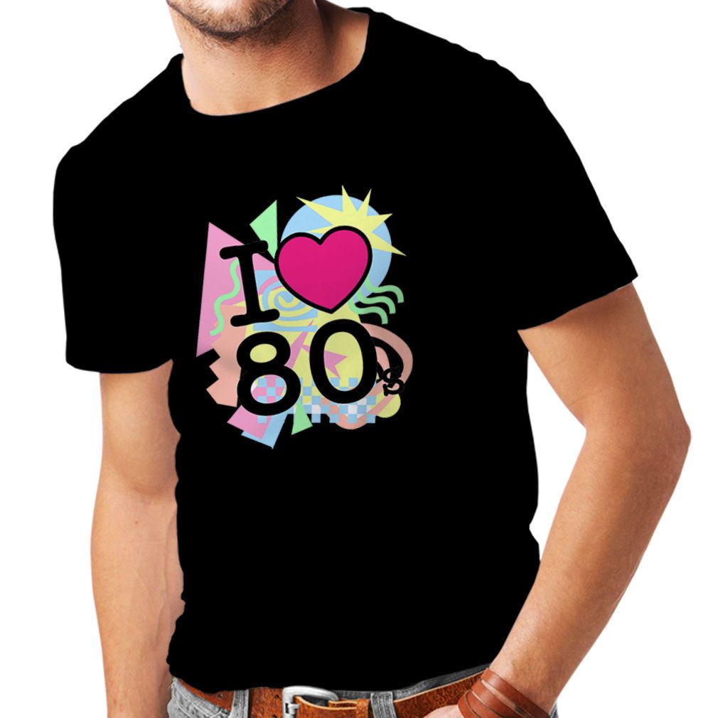 La camiseta para hombre I Love 80's, ropa de la banda, camisa de descuento al por mayor, ropa de fiesta S 3xl 100% algodón de corta camiseta de verano