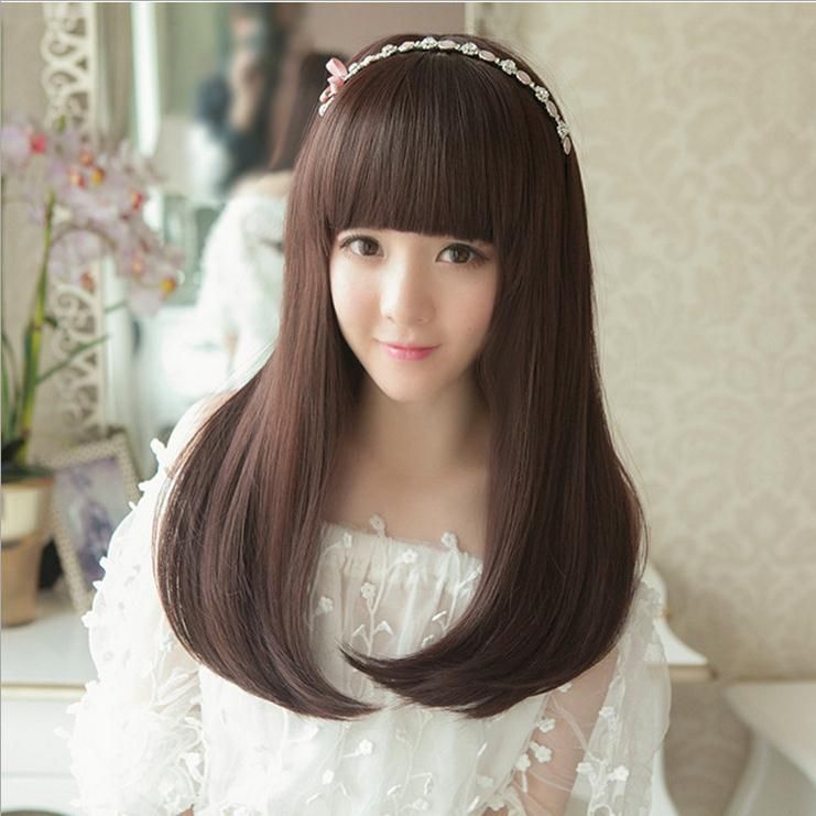 2018 Fashion Korean Bangs Long Hair Wig Female Fluffy Temperament