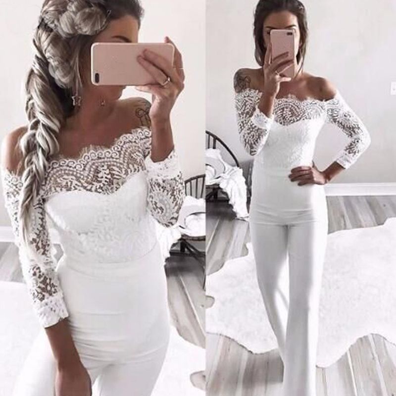 Grosshandel Elegant Weg Von Der Schulter Spitze Spielanzug 18 Frauen Sommer Overall Reizvolle Frauenkleidung Beilaufige Lange Hosen Overall Weiss Jumpsuits Von Afashions 26 18 Auf De Dhgate Com Dhgate