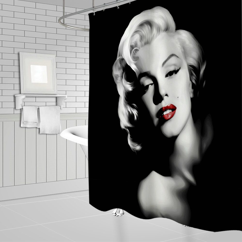 Home Bathroom Marilyn Monroe Bath Shower Curtain Waterproof Fabric 70''+Hooks US