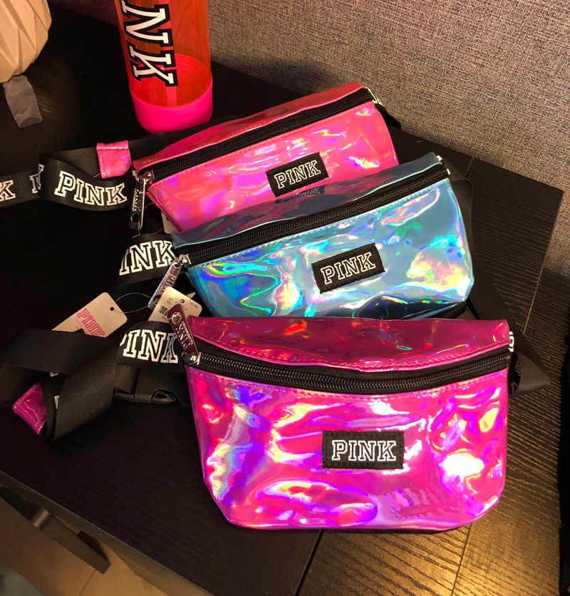 pink iridescent fanny pack