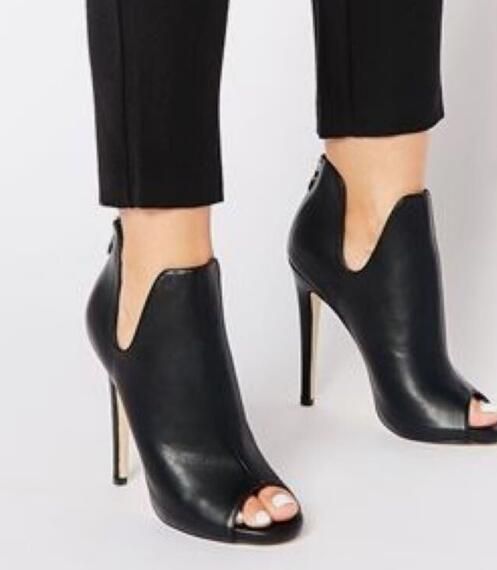 Nuevo botines chelsea zapatos abiertos de alto negro primavera otoño mujer botines tamaño