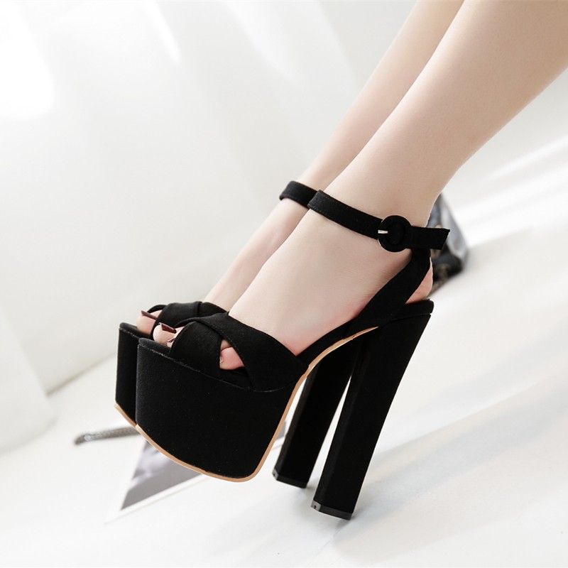 clear sandals block heel