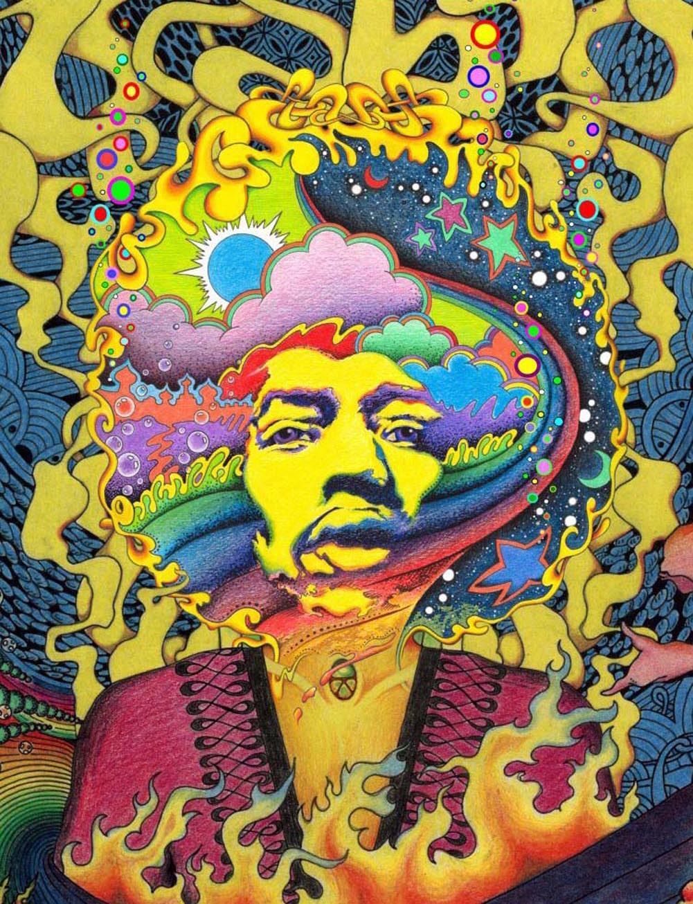 Compre Jimi Hendrix Psychedelic Trippy Art Silk Poster 24x36 24x43 A 11