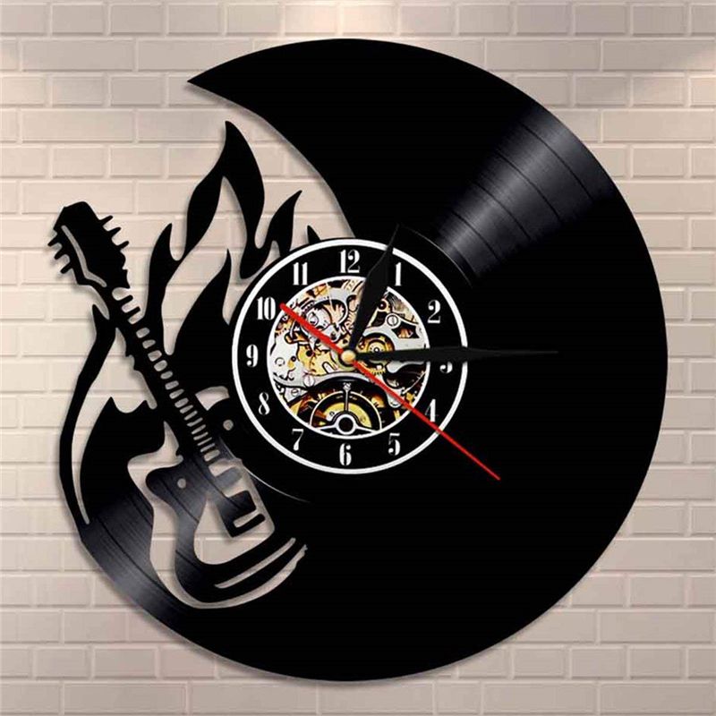 Satin Al Gitar Vintage Vinil Duvar Saati Basit Modern Ev Dekor El Sanatlari Yaratici El Yapimi Hediyeler Ofis Duvar Sanat Dekorasyon Siyah Kuvars Saat Tl142 28 Tr Dhgate Com