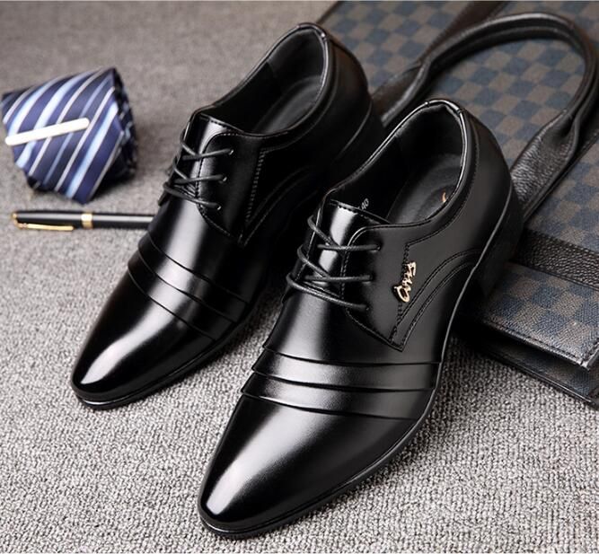 Men Business Work Dress Formal Wedding Party Lace Up Casual Pu Leather Shoes