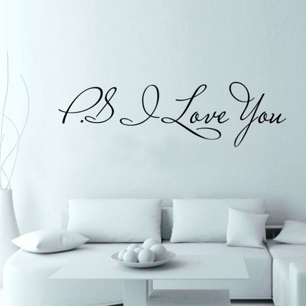 PS I LOVE YOU Words Wall Stickers Removable Wall Sticker Home Room