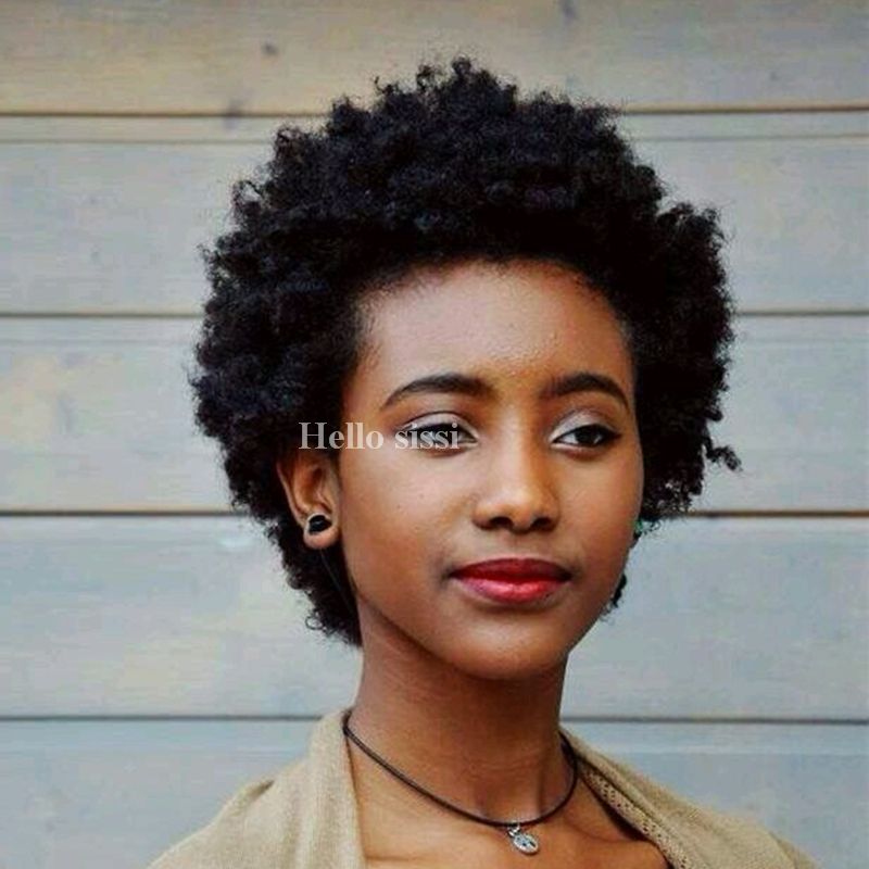 Afro Kinky Curly Wig Natural Black Human Hair Short Wigs For Women