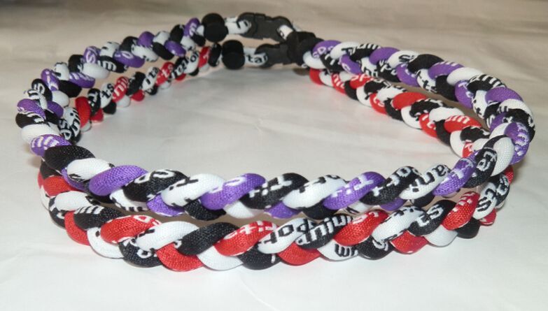 NEW BASEBALL Titanium TORNADO Sports Necklaces 20" Purple Black White 3 ROPE