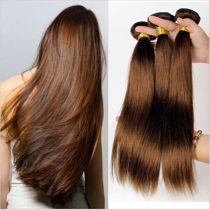 4 Middium Brown Brazilian Virgin Remy Hair Silky Straight Weave