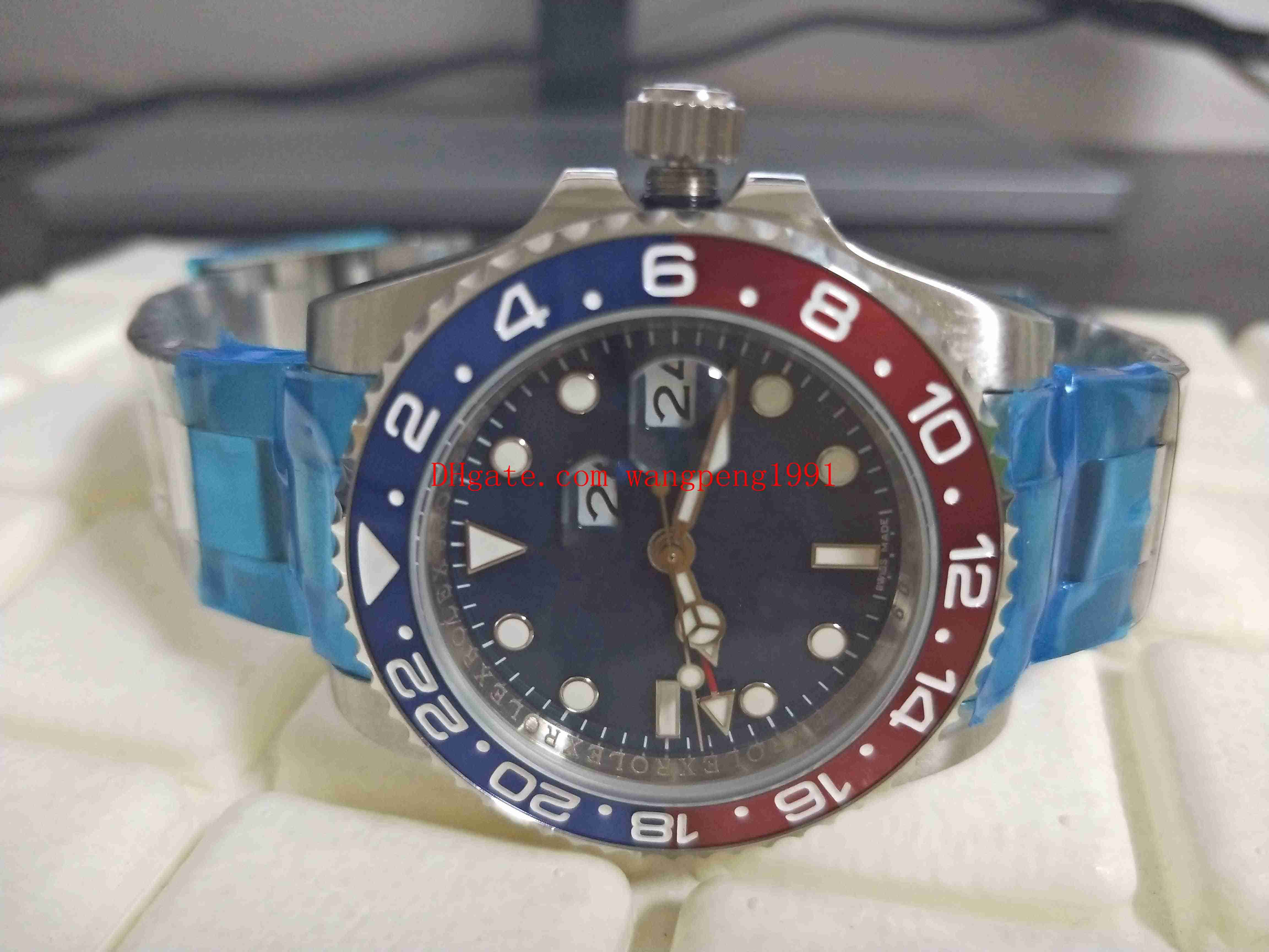 Mens 고품질 시계 116719 블루 블루 다이얼 아시아 2813 무브먼트 팩 펩시 시계 세라믹 날짜 자동 시계 손목 시계