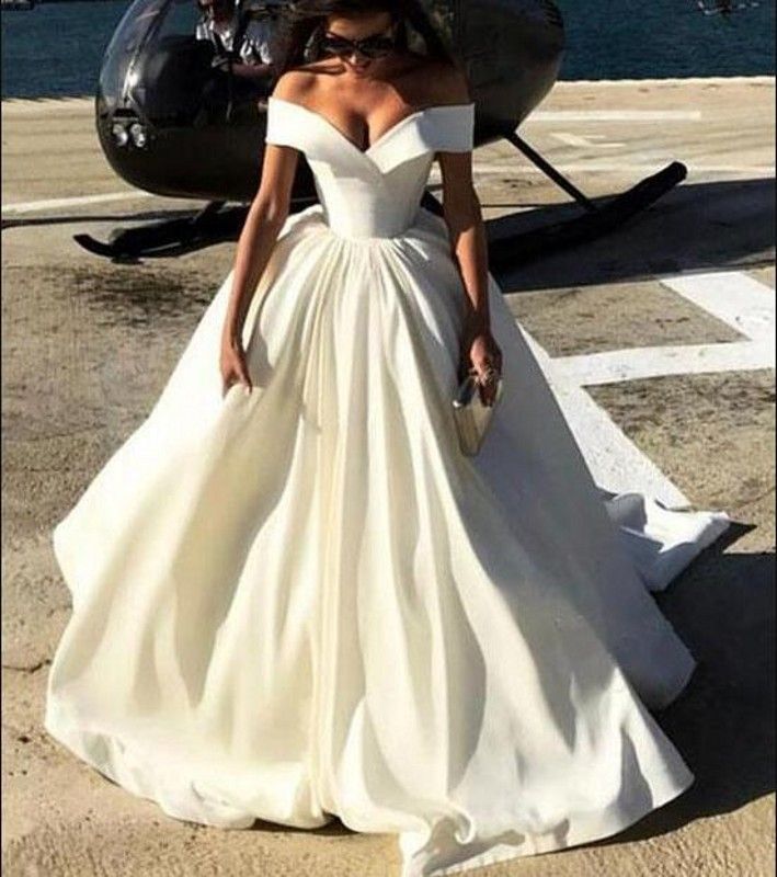 off shoulder white formal dress
