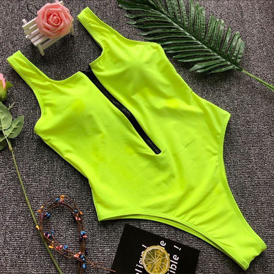 bright green bathing suit