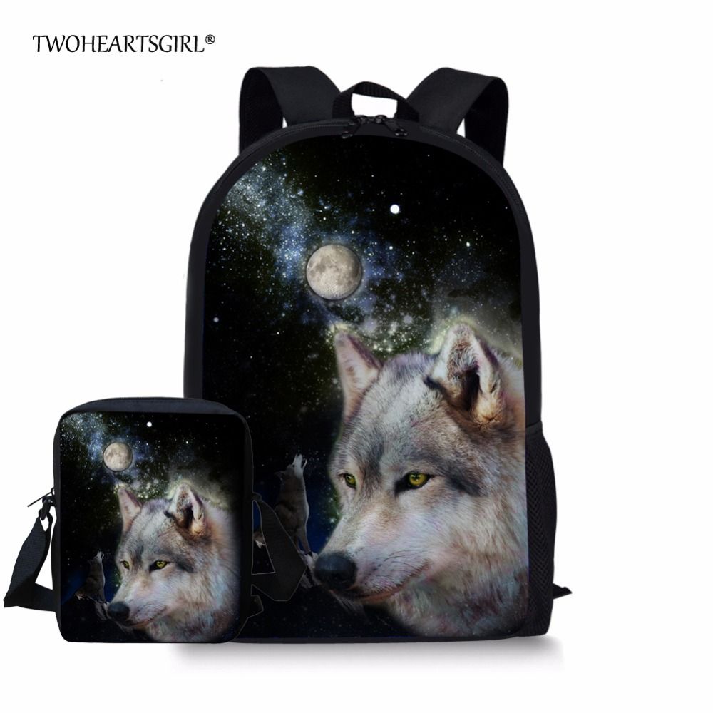 3D Print Sailor Moon Children Backpack School Book bag Blue Double Bag