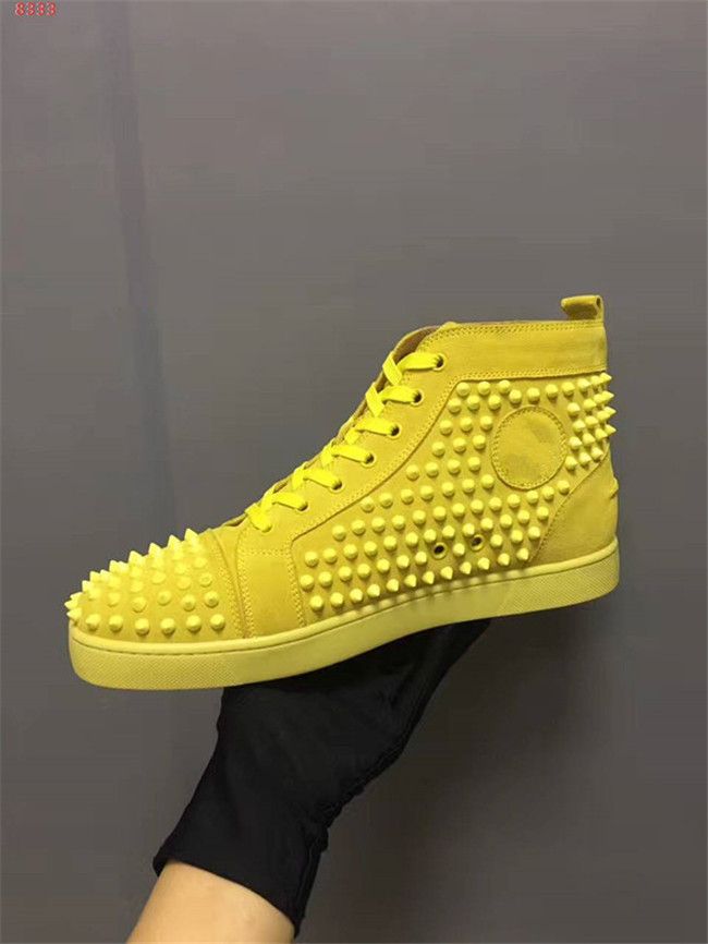 Männer Großhandel Rote Turnschuhe Freizeit Laufschuhe Luxus Spikes Von Gelb Mit Top Schuhe Herren Für Wildleder Lässig Schnüren Untere Mode AR5Lq43j