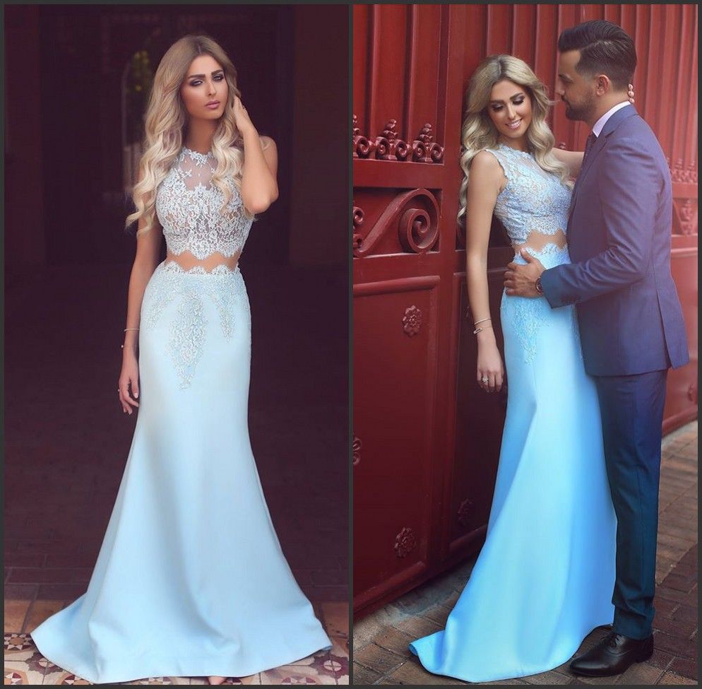 two piece silk prom dress